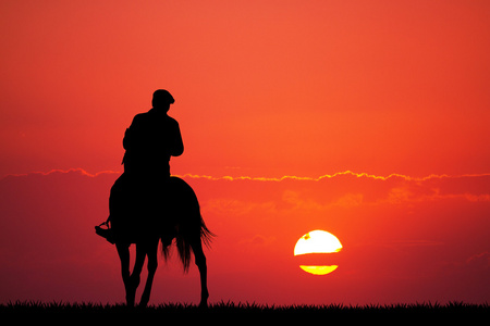 在日落的马背上
