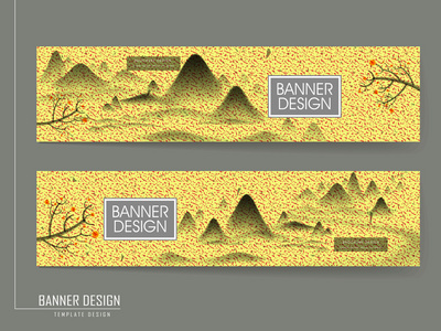 山水画与诗意的横幅设计
