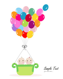用气球贺卡的第一个生日快乐