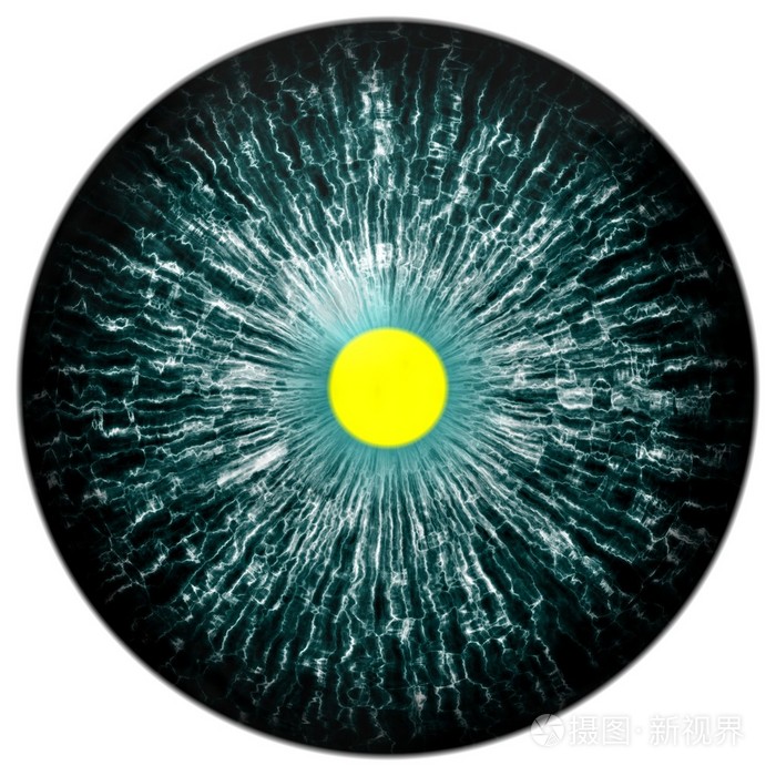 黑暗的多彩虹膜周围瞳孔,眼灯泡到详细信息视图