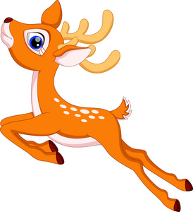 可爱的鹿卡通跳跃照片