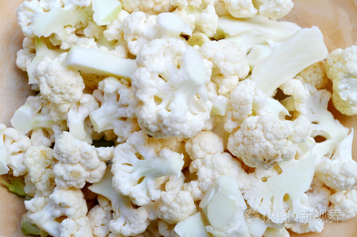 新鲜和原料切碎白花椰菜