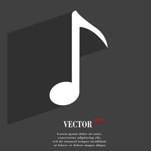 音乐音符图标符号平面现代网页设计与长阴影