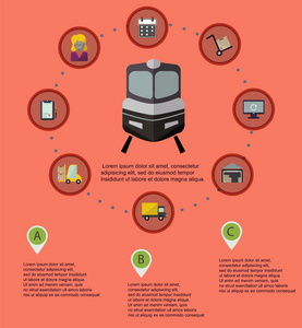 物流信息图表平面图标集