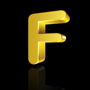 在 3d 中的黄金字母 F