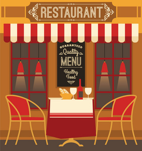 矢量现代平面设计插画的餐厅图片