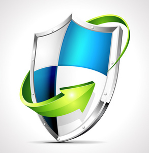 保护盾与绿色箭头照片