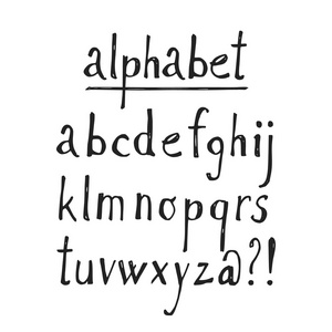 手绘制的矢量字母表 字体 孤立的油墨字母