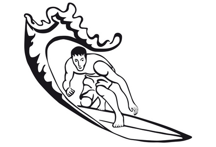 冲浪的剪影图片