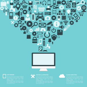 plat abstrait avec des icnes du web. symboles de linterface. le