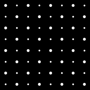 无缝的几何图案，黑色背景上的波尔卡圆点