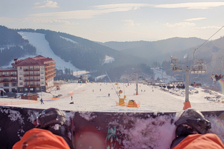 Bukovel 的滑雪胜地。乌克兰