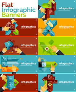 信息图表平面设计横幅用手一套