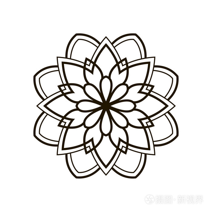 黑色圆花图案插画-正版商用图片1ig976-摄图新视界