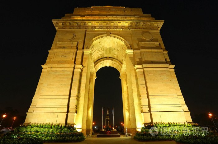 印度门,晚上,新德里,印度用灯