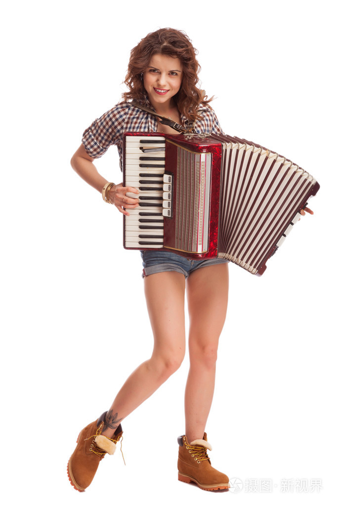 漂亮女人与手风琴