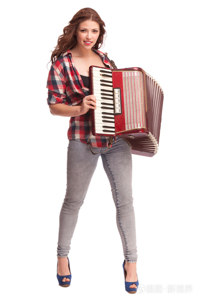 漂亮女人与手风琴