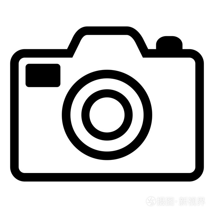 白色背景上的向量黑色摄像机图标.10 eps