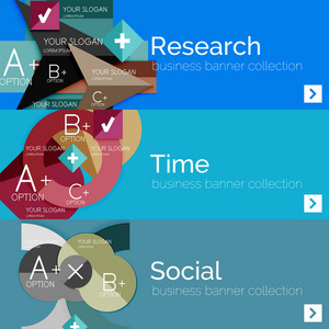 平面设计矢量图横幅与几何信息图表