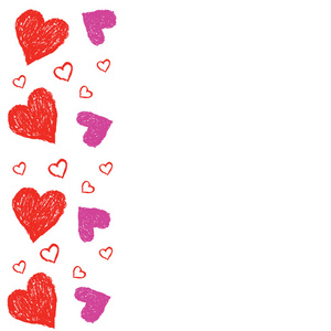 红色和粉色的心 grunge 分离向量为情人节卡达