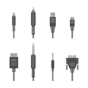 灰色矢量各种音频连接器和投入