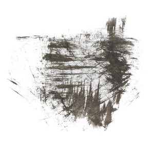 照片黑色墨水手绘孤立在白色的背景下，垃圾纸张纹理的画笔描边
