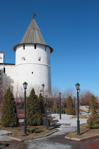 东南圆塔的喀山克里姆林宫。俄罗斯鞑靼斯坦