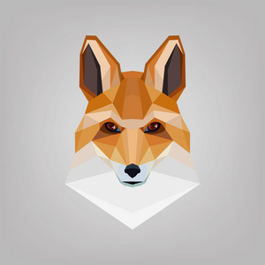 几何多边形头部是狐狸。标志设计