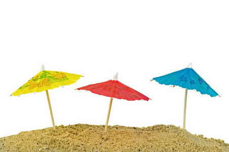 在砂微型纸太阳伞