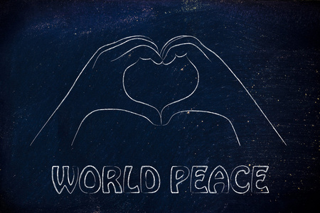 心标志与世界和平的话照片