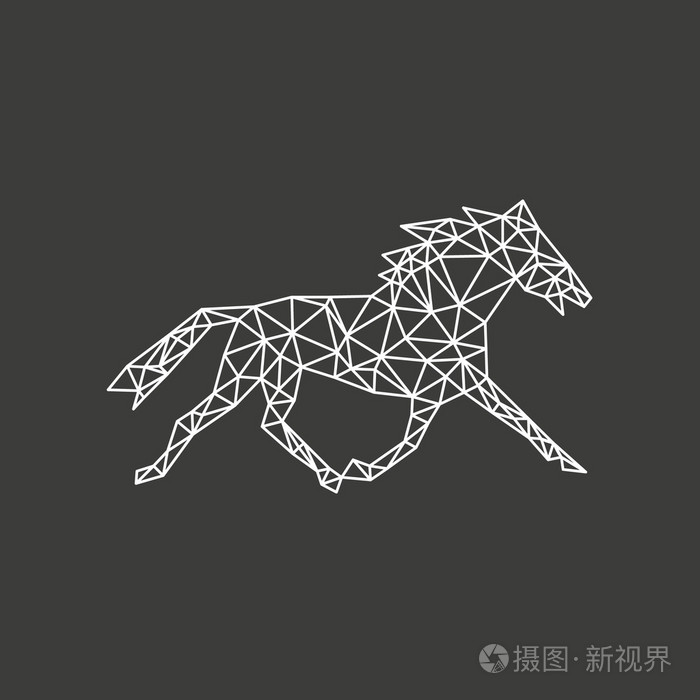分离在白色背景上的马抽象矢量插图
