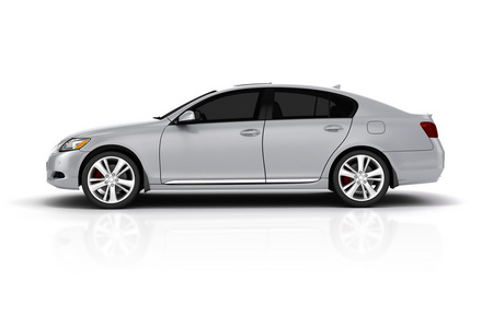 一辆豪华轿车,白色背景上的 3d 渲染照片