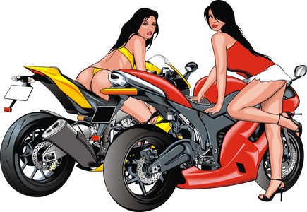 漂亮的女孩和摩托车