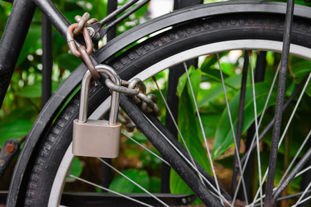 防盗锁和阻塞自行车车轮的链