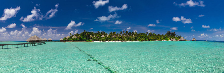 马尔代夫岛的全景视图
