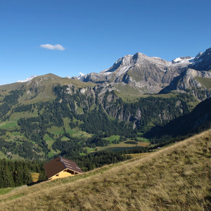 Lauenensee 湖和山