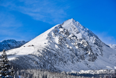 在被雪覆盖的斯洛伐克高塔特拉山