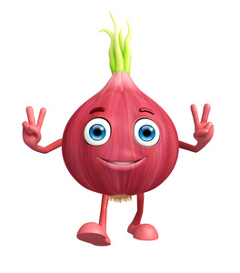 胜利姿势洋葱字符与胜利的姿势照片