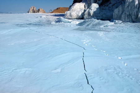 表面的贝加尔湖的冰