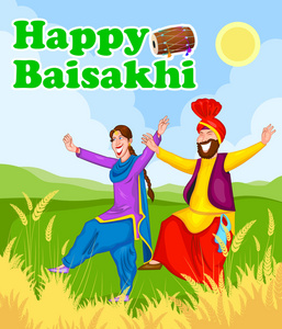 锡克教做 Bhangra，民间舞蹈的旁遮普邦，印度为快乐 Baisakh