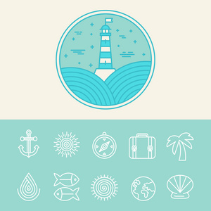 矢量海图和旅行图标图片