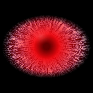 暗红色的眼睛虹膜周围瞳孔,眼灯泡到详细信息视图照片