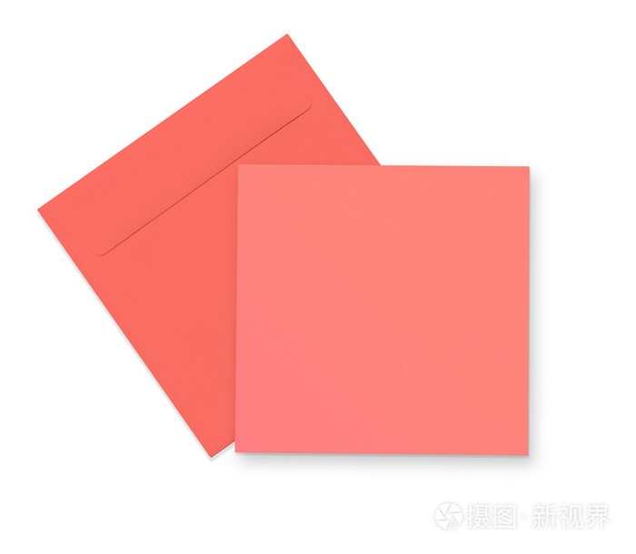 粉红色的信封和白色卡