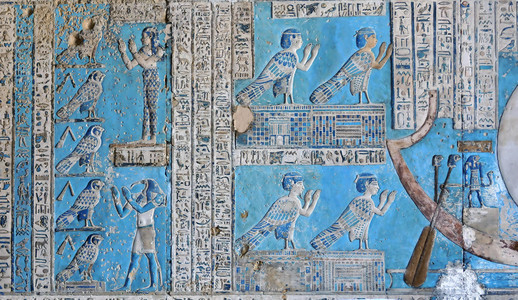 哈索尔神庙的墙，在埃及