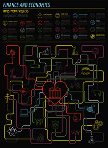 经济学和金融学的数据图表。投资项目。银行。E