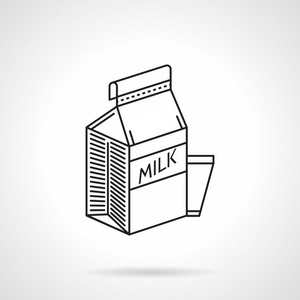 牛奶纸箱的黑色线条矢量图标