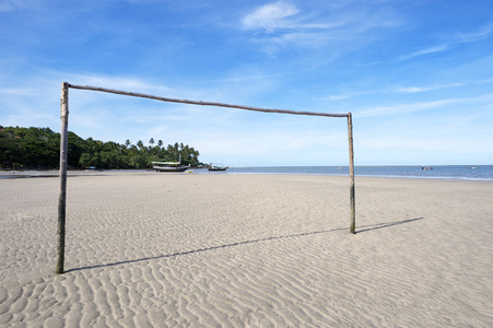 足球球门柱空巴西海滩足球