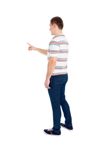 年轻男子推手势图片