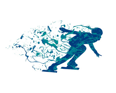 白色背景下信息图形的网络象形图图标符号短道速滑的插图.