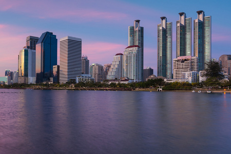 曼谷城市景观日落与天际线泰国